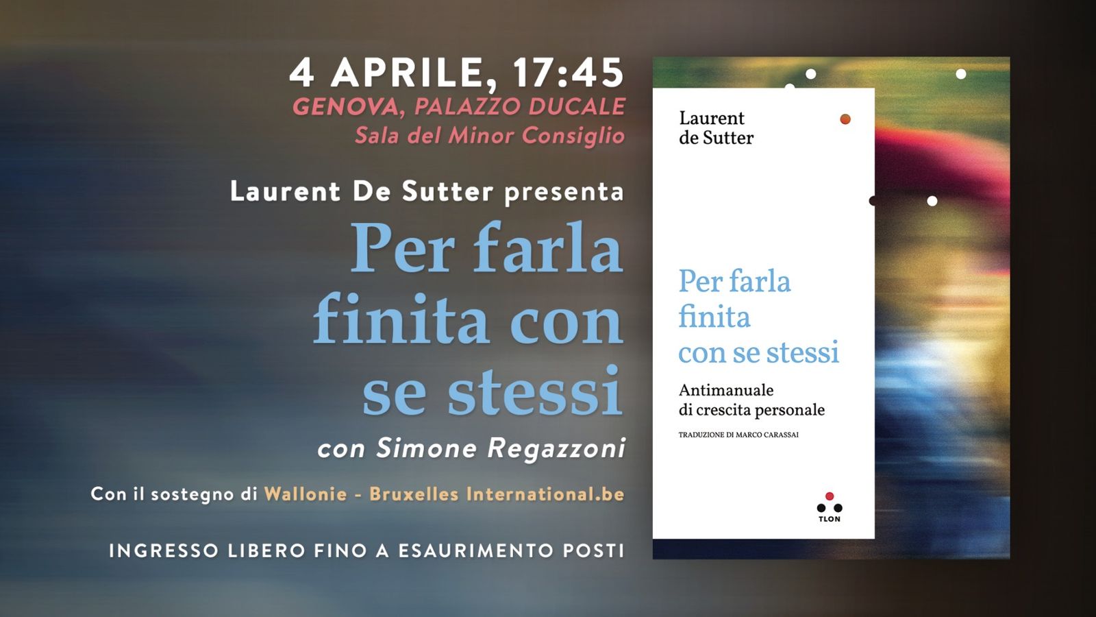 Laurent de Sutter presenta "Per farla finita con se stessi" a Genova
