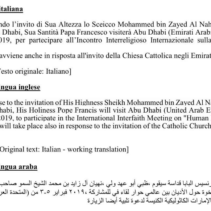 Antonio Spadaro (习安东) on LinkedIn: "#PopeFrancis to ABU DHABI #EAU 🇦🇪 in February. In response to the invitation of His Highness Sheikh Mohammed bin Zayed Al Nahyan, Crown Prince of Abu Dhabi, His Holiness Pope Francis will visit Abu Dhab