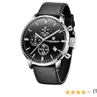 Pagani Design Orologio Uomo Cronografo - Orologio Al Quarzo Impermeabile Con Cinturini in Acciaio Inossidabile - Orologio Sportivo Multifunzionale Con Vetro Antigraffio E Vetro Minerale (Nero - 1)