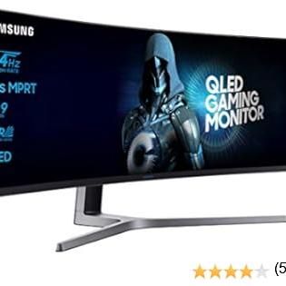 Samsung Monitor C49HG90 Monitor da Gaming Curvo VA 49'', Ultrawide 32:9, Full HD, 3840 x 1080, QLED, HDR, 144 Hz, 1 ms, 2 HDMI, 1 Display Port, 1 Mini Display Port, sRGB 125%a, FreeSync, Nero
